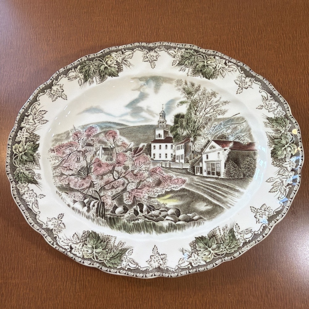 Johnson Bros Friendly Village "The Village Green" Oval Platter 12x10" England